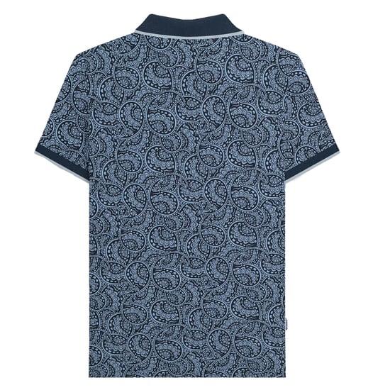 Lambretta Heren Paisley Tonaal Groot & Lang Poloshirt (Navy/Dusky blauw) - Image 2