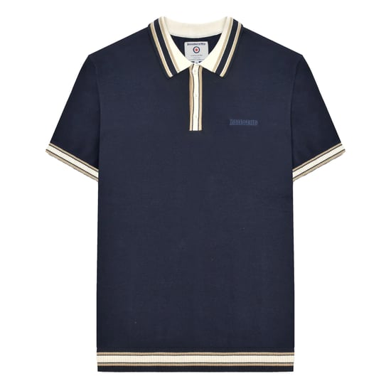 Lambretta Heren SS25 Gebreide Polo met Contrasterende Rand (Marineblauw) - Image 1