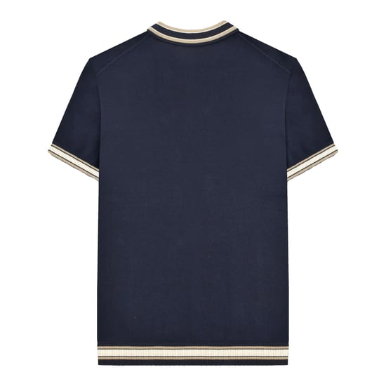 Lambretta Heren SS25 Gebreide Polo met Contrasterende Rand (Marineblauw) - Image 2