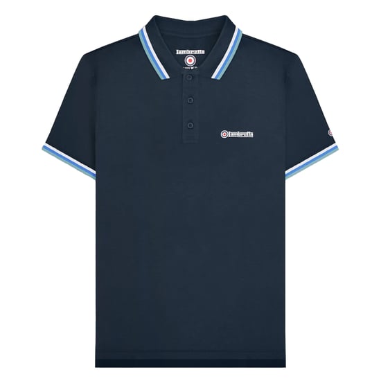 Lambretta Heren SS25 Triple Tipped Groot & Lang Poloshirt (Marine/wit/blauw/rookblauw) - Image 1