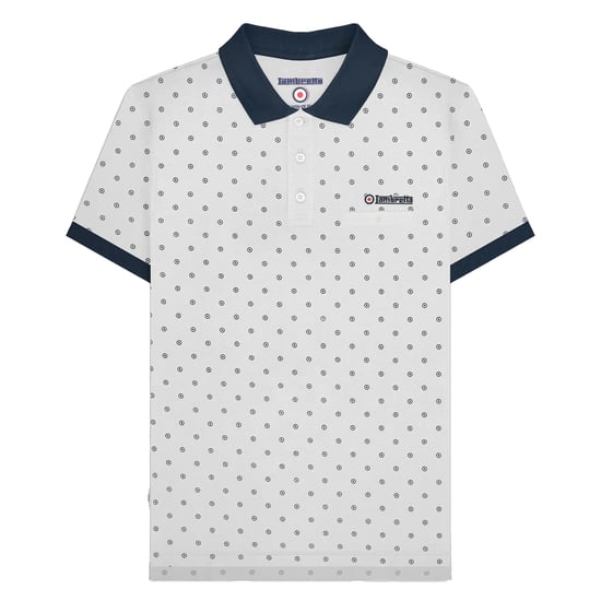 Lambretta Mens AW24 Target Polo Shirt (White/Navy) - Image 1