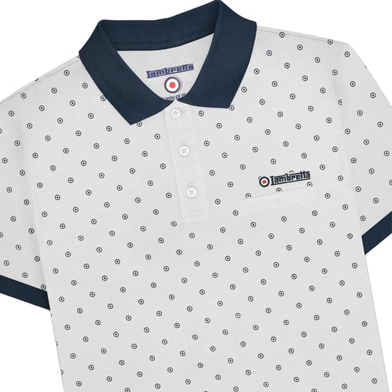 Lambretta Mens AW24 Target Polo Shirt (White/Navy) - Image 3