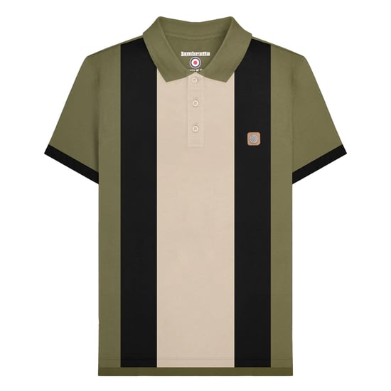 Lambretta Heren Vintage poloshirt met panelen (Kaki Groen) - Image 1