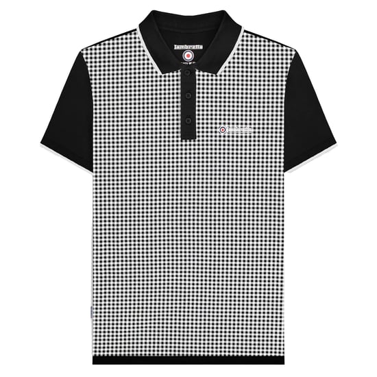 Lambretta Heren Gingham All-Over Print Big & Tall Polo Shirt (Zwart) - Image 1