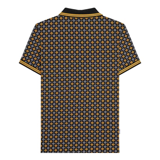 Lambretta Mens SS25 Geometric Polo Shirt (Black/Gold) - Image 2