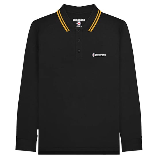 Lambretta Heren Poloshirt met lange mouwen (Zwart) - Image 1