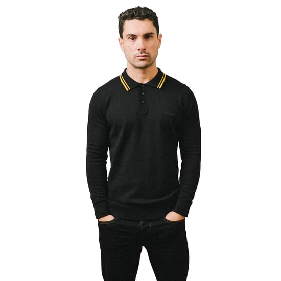 Lambretta Heren Poloshirt met lange mouwen (Zwart) - Image 3