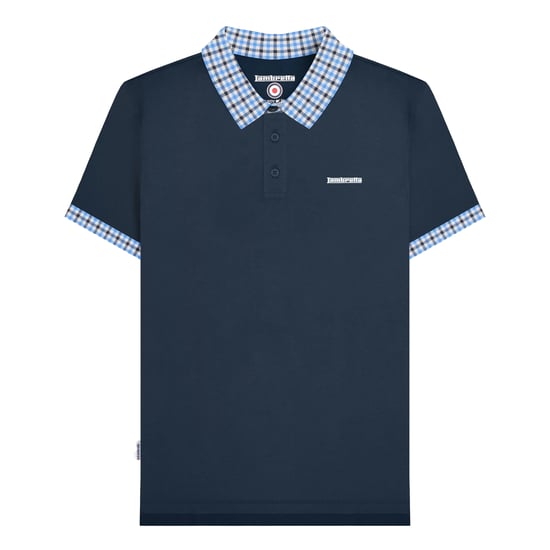 Lambretta Heren SS25 Gingham Big & Tall Poloshirt (Navy) - Image 1