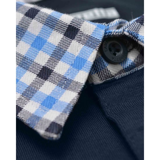 Lambretta Heren SS25 Gingham Big & Tall Poloshirt (Navy) - Image 4