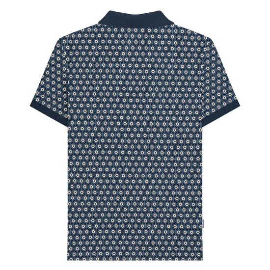 Lambretta Heren Rondel Geometrisch Groot & Lang Poloshirt (Marine / Zilver) - Image 2