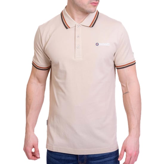 Lambretta Mens SS25 Triple Tipped Polo Shirt (Oatmeal) - Image 3