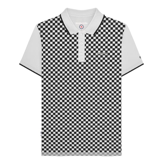 Lambretta Herenpoloshirt met tweekleurige all-over print (Wit) - Image 1