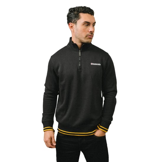 Lambretta Heren Tipped Kwart Rits Sweatshirt (Zwart/Goud) - Image 3