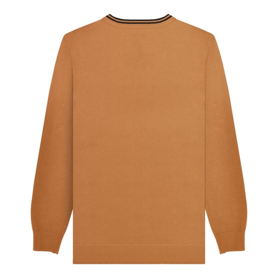 Lambretta Mens Knitted Tipped Jumper (Tobacco/Navy) - Image 2