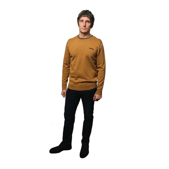 Lambretta Mens Knitted Tipped Jumper (Tobacco/Navy) - Image 3