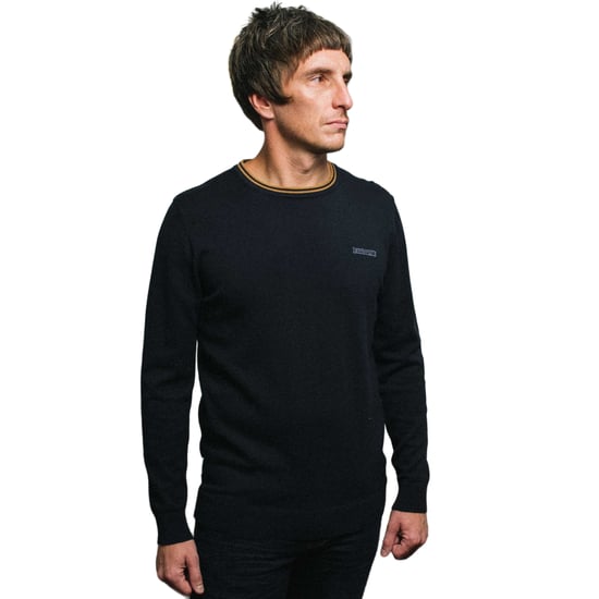 Lambretta Mens Knitted Tipped Jumper (Navy/Tobacco) - Image 3