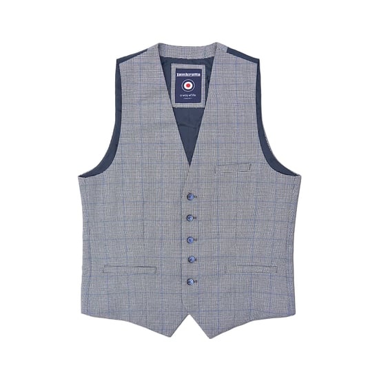 Lambretta Mens George Prince Of Wales Check Waistcoat (Grey) - Image 1