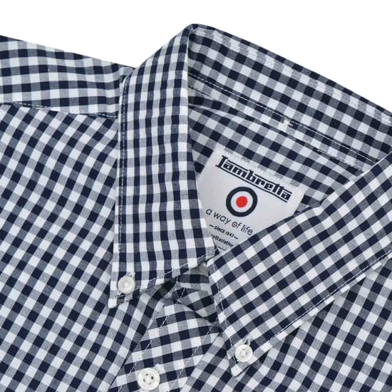 Lambretta Heren SS25 Gingham Overhemd (Marine/ Wit) - Image 3