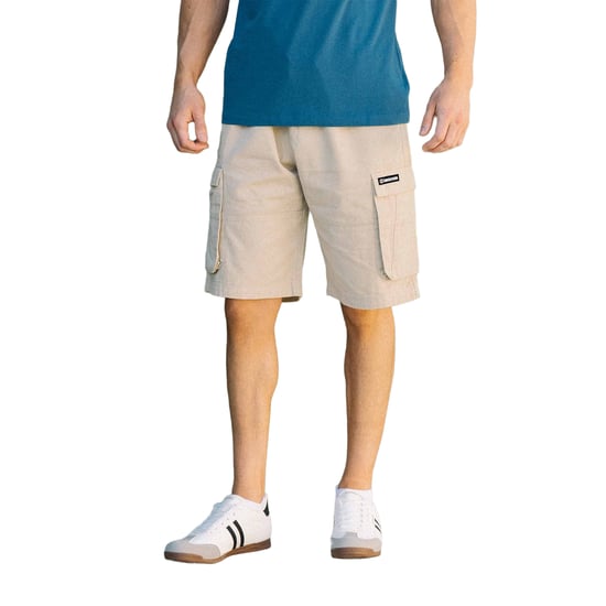 Lambretta Mens Utility SS25 Cargo Shorts (Stone) - Image 3