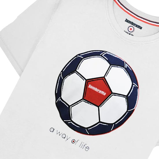 Lambretta Heren Target Groot & Lang Voetbal T-shirt (Wit) - Image 2