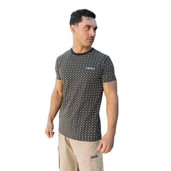 Lambretta Heren SS25 Geometrisch T-shirt (Marine/Tabak) - Image 3