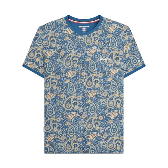 Lambretta Mens SS25 Paisley T-Shirt (Dark Blue/Cream) - Image 1