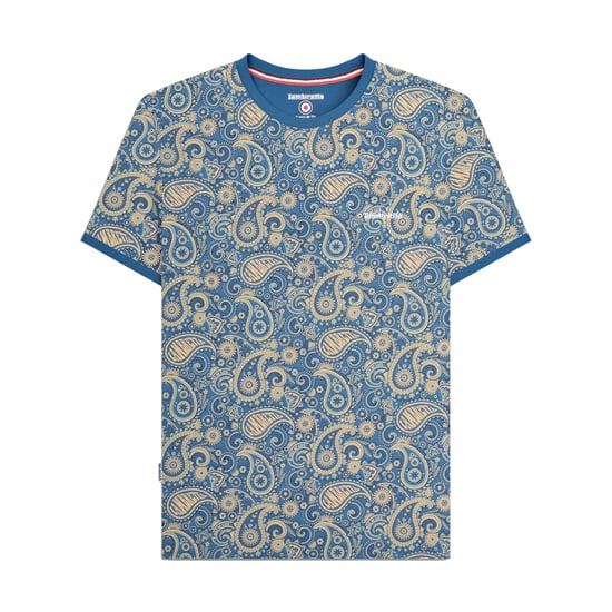 Lambretta Mens SS25 Paisley T-Shirt (Dark Blue/Cream) - Image 2