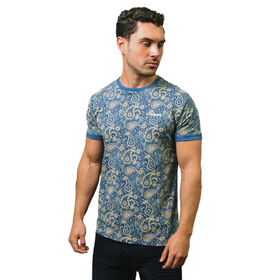 Lambretta Mens SS25 Paisley T-Shirt (Dark Blue/Cream) - Image 3