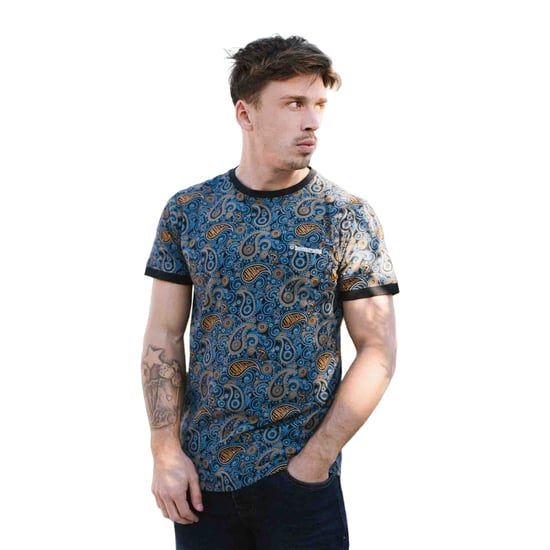 Lambretta Heren SS25 Paisley T-shirt (Marine/Tabak) - Image 3