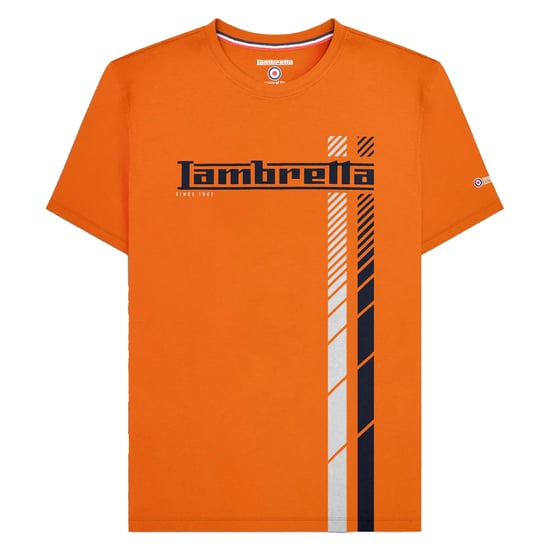 Lambretta Heren SS25 Racing Stripe Big & Tall T-Shirt (Oranje) - Image 1