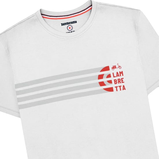 Lambretta Heren SS25 Scooter Strepen T-Shirt (Wit) - Image 3