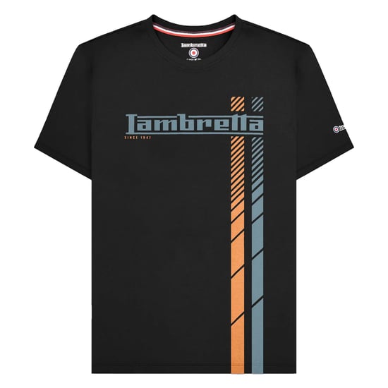 Lambretta Heren SS25 Racing Stripe T-shirt (Zwart) - Image 1