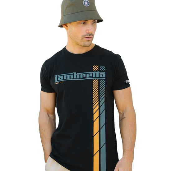 Lambretta Heren SS25 Racing Stripe T-shirt (Zwart) - Image 3