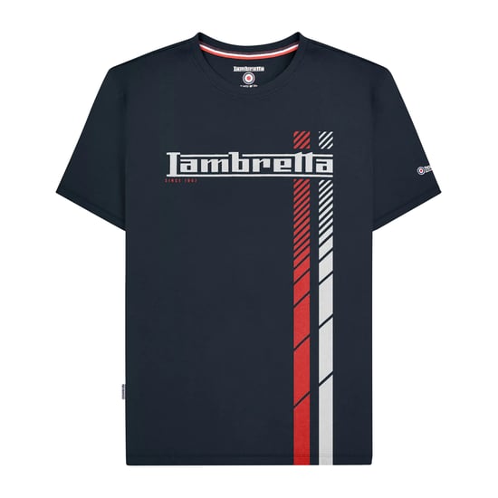 Lambretta Mens SS25 Racing Stripe T-Shirt (Navy) - Image 1