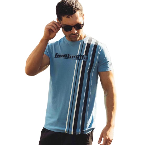 Lambretta Heren SS25 Racing Stripe T-shirt (Azuurblauw) - Image 3