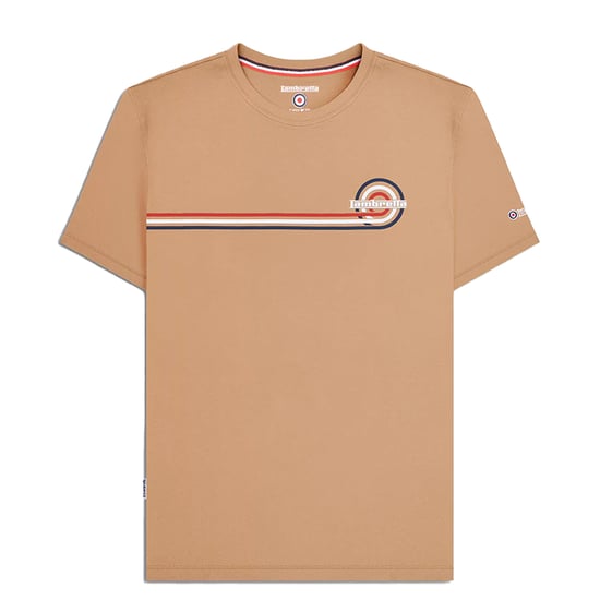 Lambretta Mens SS24 Retro Stripe T-Shirt (Sand) - Image 1