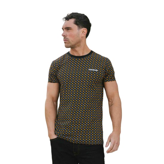 Lambretta Heren SS25 Geometrisch T-shirt (Zwart/Goud) - Image 3