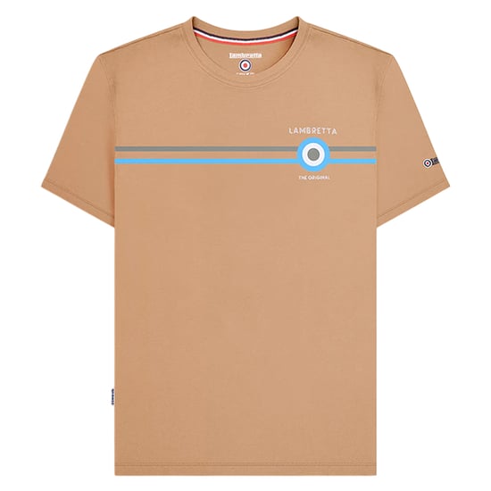 Lambretta Mens Classic SS24 Stripe T-Shirt (Sand) - Image 1