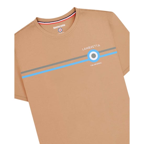 Lambretta Mens Classic SS24 Stripe T-Shirt (Sand) - Image 2