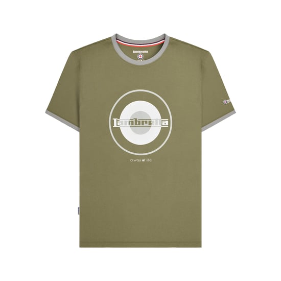 Lambretta Mens Target Ringer T-Shirt (Khaki Green/Grey) - Image 1