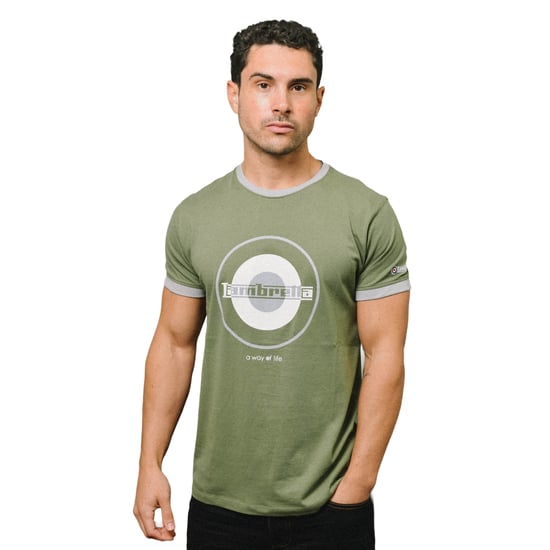 Lambretta Mens Target Ringer T-Shirt (Khaki Green/Grey) - Image 3