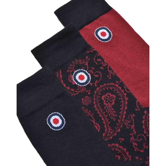 Lambretta Mens Paisley Socks (Pack of 3) (Black/Burgundy) - Image 3
