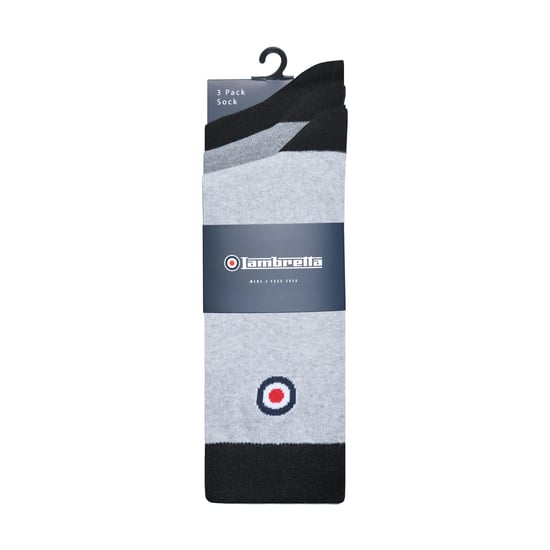 Lambretta Mens Paisley Socks (Pack of 3) (Black/Charcoal/Grey) - Image 2