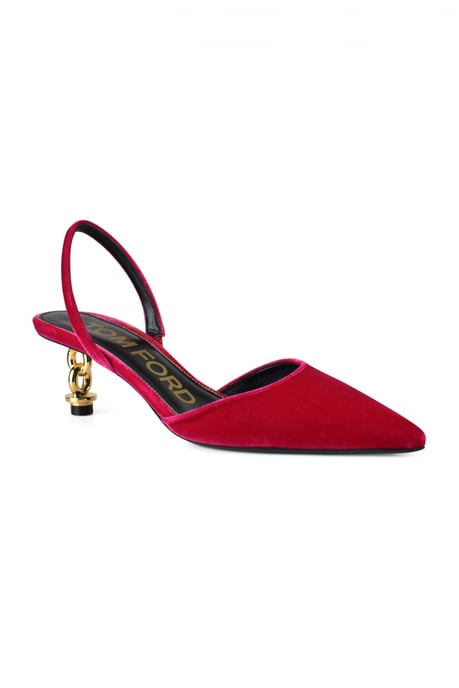 Tom Ford Velvet Chain Heel Slingback Rosa - Image 3