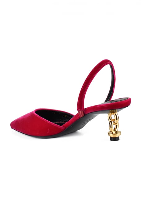 Tom Ford Velvet Chain Heel Slingback Rosa - Image 4