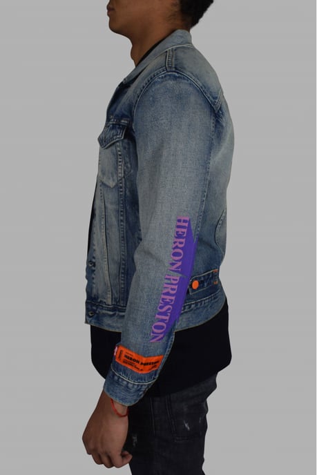 Heron Preston Denim jack Blauw - Image 4