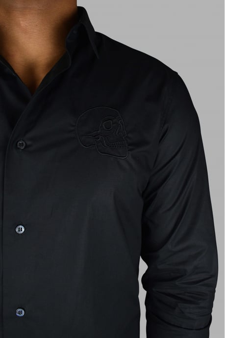 Philipp Plein Gold Cut LS Skull overhemd Zwart - Image 3