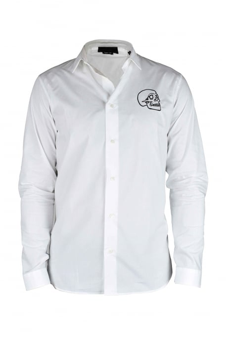 Philipp Plein Gold Cut LS Skull overhemd Wit - Image 1