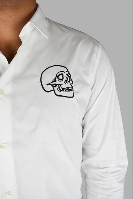 Philipp Plein Gold Cut LS Skull overhemd Wit - Image 3