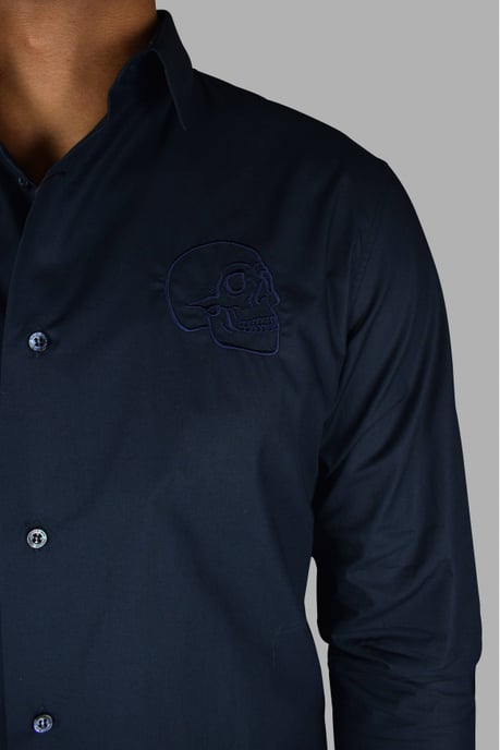 Philipp Plein Gold Cut LS Skull overhemd Blauw - Image 3